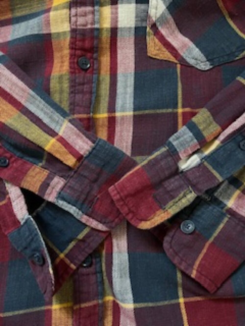 🧡3/15 Levi's Plaid Long Sleeve Red Blue Yellow Shirt Men's L - Picture 9 of 10